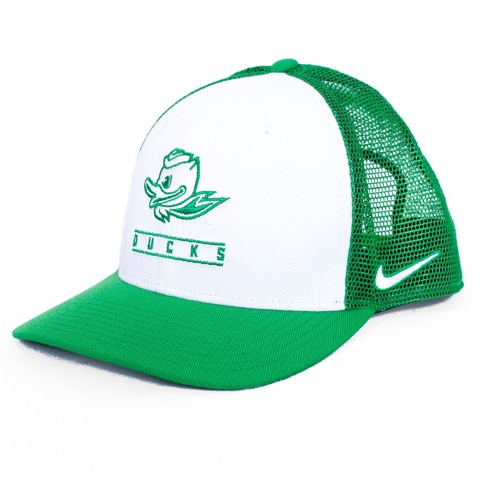 Fighting Duck, Nike, White, Trucker, Polyester Blend, Accessories, Unisex, Structured, Adjustable, Hat, 812080